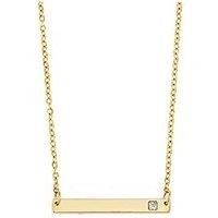 Say It With Cz Stone Bar Pendant Necklace - Yellow Gold