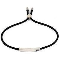 Say It With Men'S Black Rope Cz Bar Bracelet - Stainless Steel
