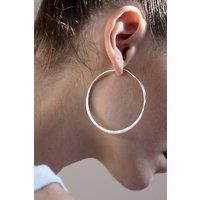Sterling Silver Hammered Large Hoop Earrings