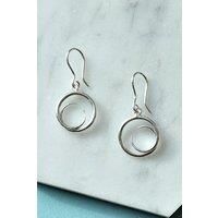 Tapered Round Eclipse Sterling Silver Drop Earrings