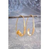 Sterling Silver Flared Ribbon Hoop Earrings