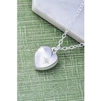 Otis Jaxon London Women's Sterling Silver Heart Locket with White Topaz