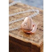 Otis Jaxon London Women's Sterling Silver Heart Locket with White Topaz in Rose Gold