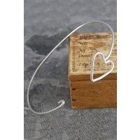 Heart Hinged Sterling Silver Bangle