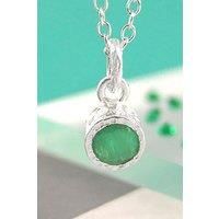Green Emerald May Birthstone Sterling Silver Necklace