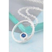 Sapphire September Birthstone Sterling Silver Oval Necklace