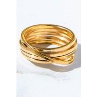 Gold Square Wire Overlapping Sterling Silver Ring