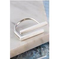 Horizontal Bar Geometric Silver Ring
