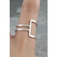 Otis Jaxon London Women's Sterling Silver Geometric Ring | Size: Medium