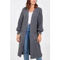 Oversized Long Sleeves Midi Knitted Cardigan with Pocket Details