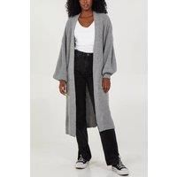 Oversized Long Sleeves Midi Knitted Cardigan with Pocket Details