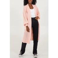 Oversized Long Sleeves Midi Knitted Cardigan with Pocket Details