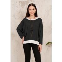 Oversized Long Sleeves Layered Blouse With Necklace