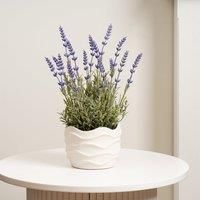 Artificial Lavender in Wavy Cement Plant Pot
