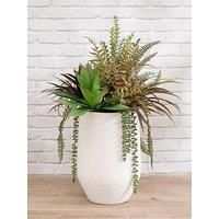 Scottish Everlastings 90Cm Fern/Agave Mixed Container White