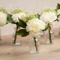 Set of 6 Artificial Posies in Glass Vases