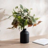 Artificial Mixed Leaves Bouquet in Black Vase