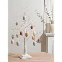 Scottish Everlastings Artificial White Twig Tree With Hanging Eggs Bundle - Soft Pastels
