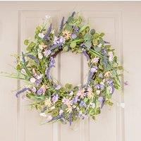 Artificial Spring Purple Florals Wreath