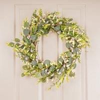 Scottish Everlastings 55Cm Artificial Eucalyptus Foliage & Pussy Willow Wreath