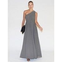Religion One Shoulder Full Skirt Maxi Dress - Grey