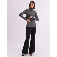Religion Force Long Sleeve Lurex Roll Neck Top - Grey