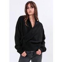 Religion Shawl Wrap Jumper - Black
