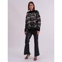 Religion Abstract Print Crewneck Jumper - Black