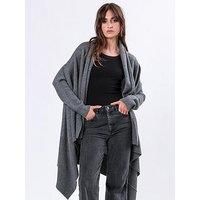 Religion Soft Yarn Draped Cardigan - Grey