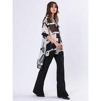 Religion Oversized Georgette Shirt With High Low Hem - Multi