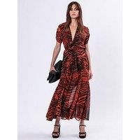 Religion Delight Maxi Wrap Dress With Cap Sleeve In Beautiful Prints - Red