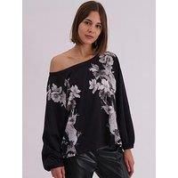 Religion Off The Shoulder Inversion Top With Swallow Placement Print
