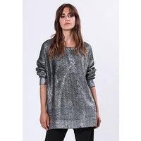 Religion Cable Knit Metallic Jumper - Silver