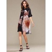 Religion Jade Floral Placement Tunic Dress - Beige
