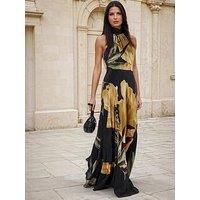 Religion Valeria Column Maxi Dress With Large Yellow Floral Print