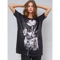 Religion Cloak Tunic Dress With Large Floral Placement Print