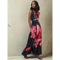 Religion Valeria Column Maxi Dress With Large Floral Print - Pink