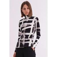 Religion Edge Roll Neck Top In Abstract Monochrome Hero Print