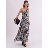 Religion Signature One Shoulder Maxi Dress With Full Multi Layered Skirt