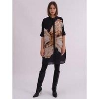 Religion Twist Oversized Tunic Dress With Large Floral Placement Print