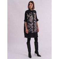 Religion Twist Oversized Tunic Dress With Large Leopard Leaf Print