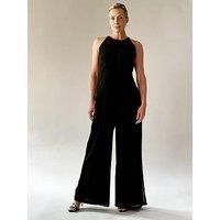 Religion Crew Wide Leg Halterneck Jumpsuit - Black