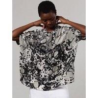 Religion Oversized Hidden Blouse In Abstract Print With Neck Tie - Multi