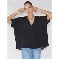 Religion Oversized Blouse In With Neck Tie - Black