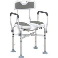 HOMCOM Shower Chair with Upgraded U-shaped Seat and Reinforced Crossbars, Height Adjustable Padded Bath Chair with Non-slip Feet, Grey