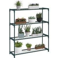Outsunny Four-Tier Steel Plant Shelf - Black Aosom UK