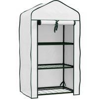Outsunny Three-Tier Mini Greenhouse - White Aosom UK