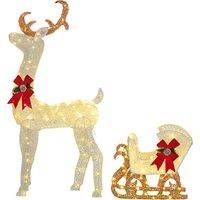 Outsunny 170 LED Light Reindeer and Sleigh Christmas Decoration Aosom UK