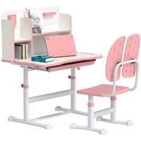Aiyaplay Kids Desk And Chair Set W/ Tiltable Desktop Reading Rack - Pink