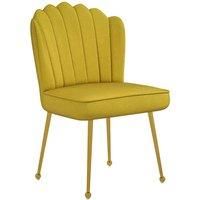 HOMCOM Shell Luxe Velvet Accent Chair with Gold-tone Metal Legs, Modern Vanity Chair for Living Room, Bedroom, Home Office, Yellow